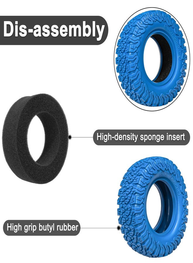 LRFHL 1.9 Crawler Tires Soft Rubber 90 * 37.5mm Colored Tires High Grip RC Rock Terrain Tyre with Foam Insert Compatible with 1/12 MJX HYPER GO H12Y H12P MN128 1/10 Axial D90 (4PCS, Blue) - Image 5